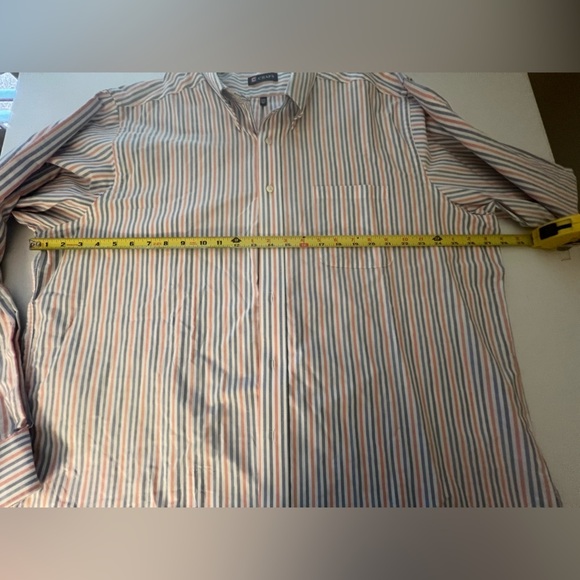 CHAPS CLASSIC FIT OXFORD SHIRT SIZE XXL 
BLUE/ SALMON COLORED STRIPES. BRAND NEW - Picture 2 of 7